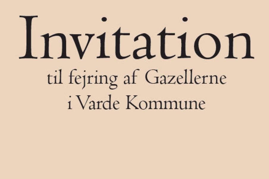 Invitation til fejring af Gazellerne i Varde Kommune..