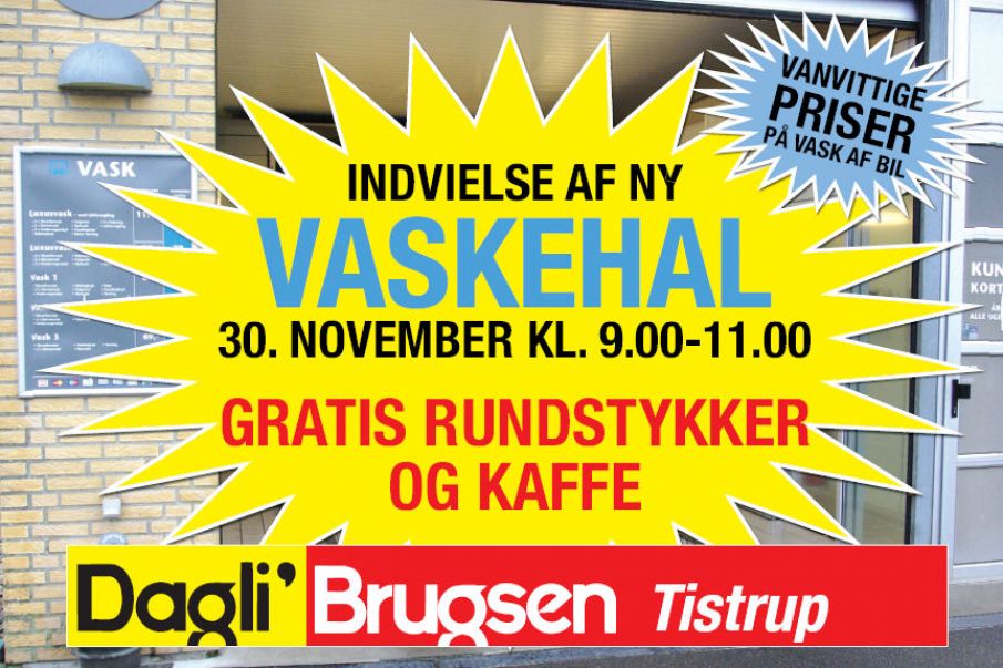 INDVIELSE AF VASKEHAL - DENNE DAG 1/2 PRIS PÅ ALLE VASKE