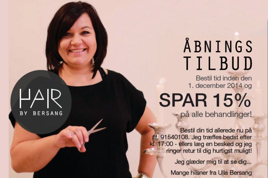 Ny frisørsalon åbner i Tistrup - Hair by Bersang V/ Ulla Bersang