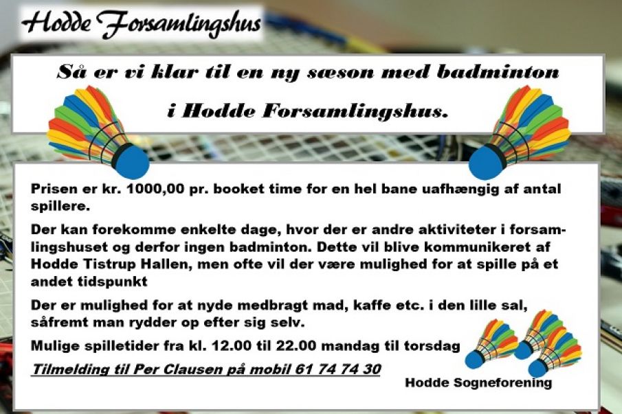 Badminton i Hodde Forsamlingshus