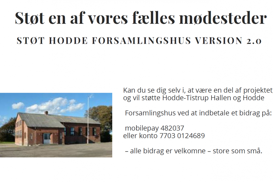 Støt Hodde Forsamlingshus 2.0