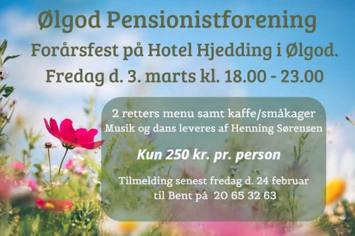 Kom til forårsfest med Ølgod Pensionistforening