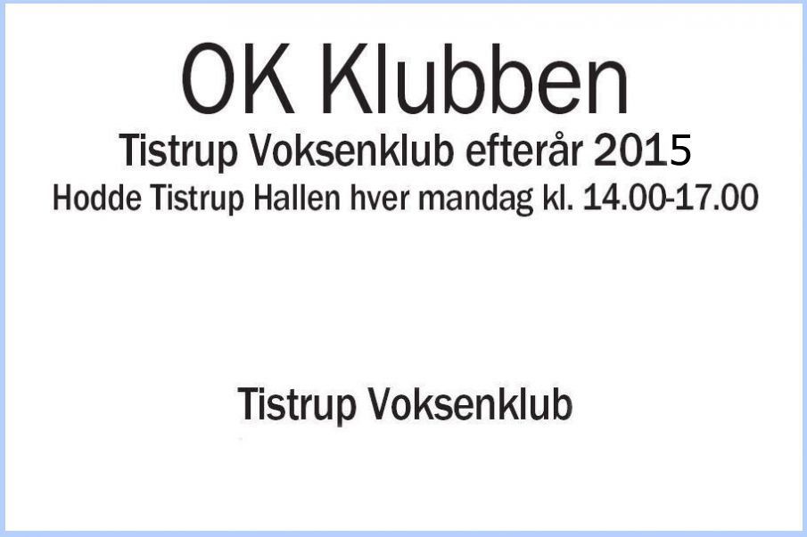 Program for Voksenklubben i Tistrup.