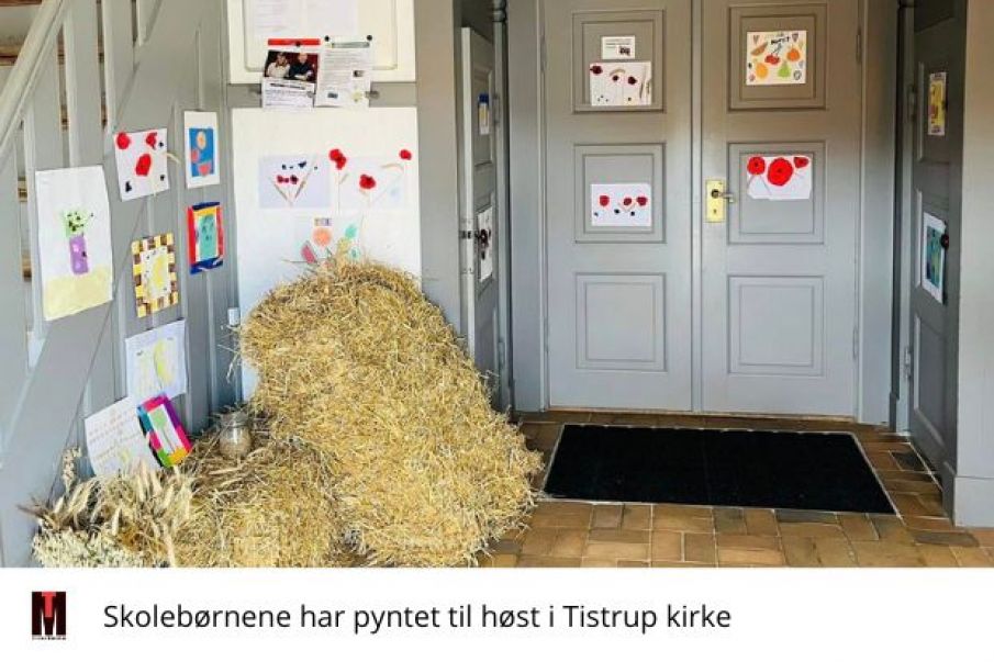 Skolebørnene har pyntet til høst i Tistrup kirke